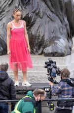 ADWOA ABOAH on the Set of a Commercial at Trafalgar Square in London 04/08/2021