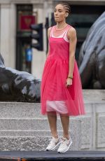 ADWOA ABOAH on the Set of a Commercial at Trafalgar Square in London 04/08/2021
