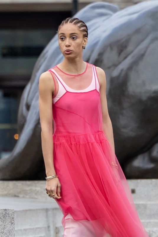 ADWOA ABOAH on the Set of a Commercial at Trafalgar Square in London 04/08/2021