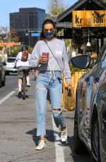 ALESSANDRA AMBROSIO in Ripped Denim at Kreation Organic in Brentwood 04/05/2021