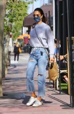 ALESSANDRA AMBROSIO in Ripped Denim at Kreation Organic in Brentwood 04/05/2021