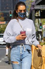 ALESSANDRA AMBROSIO in Ripped Denim at Kreation Organic in Brentwood 04/05/2021