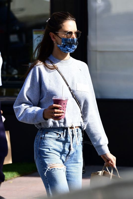 ALESSANDRA AMBROSIO in Ripped Denim at Kreation Organic in Brentwood 04/05/2021