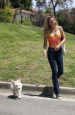 ALEXIS REN Playing with Her Dog at a Park in Los Angeles 04/27/2021