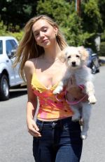 ALEXIS REN Playing with Her Dog at a Park in Los Angeles 04/27/2021