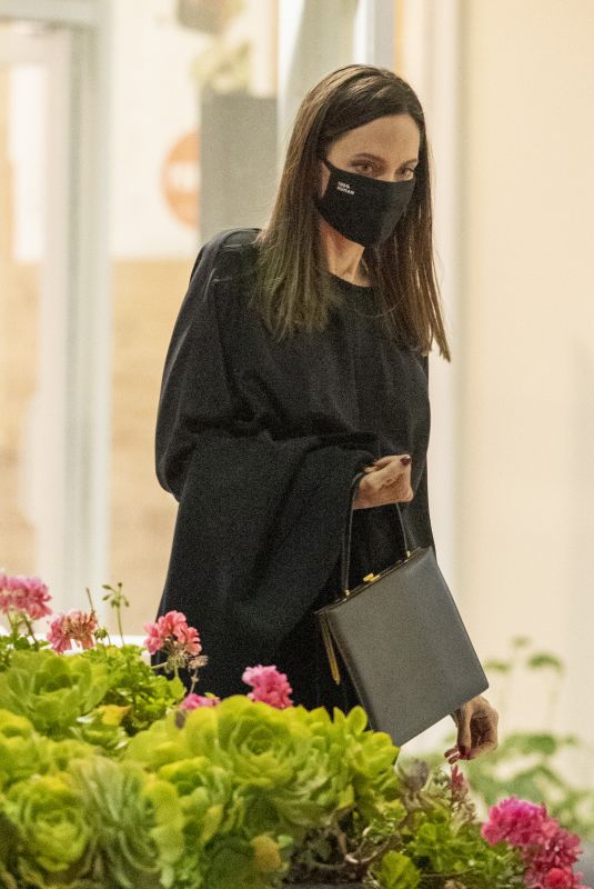 ANGELINA JOLIE Out for Dinner in West Hollywood 04/22/2021