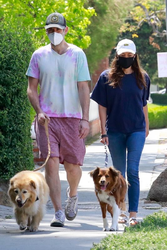 AUBREY PLAZA and Jeff Baena Out with Her Dogs in Los Feliz 04/10/2021