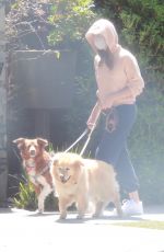 AUBREY PLAZA Out with Her Dogs in Los Feliz 04/18/2021