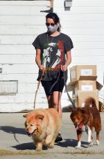 AUBREY PLAZA Out with Her Dogs in Los Feliz 04/20/2021