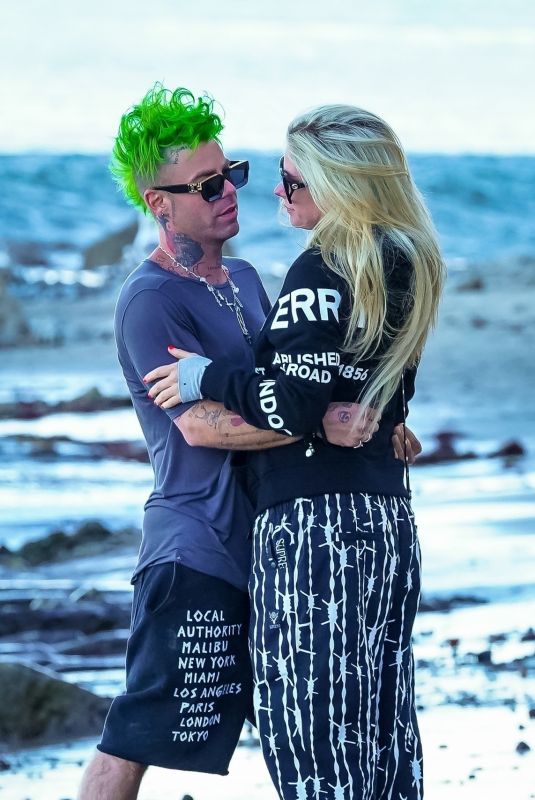 AVRIL LAVIGNE and Mod Sun Out at a Beach in Malibu 04/28/2021