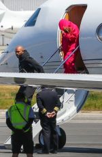BEYONCE Arrives on a Private Jet in Los Angeles 04/18/2021