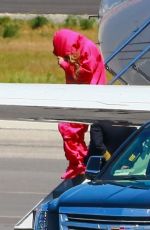 BEYONCE Arrives on a Private Jet in Los Angeles 04/18/2021