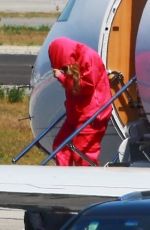 BEYONCE Arrives on a Private Jet in Los Angeles 04/18/2021
