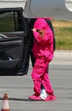 BEYONCE Arrives on a Private Jet in Los Angeles 04/18/2021
