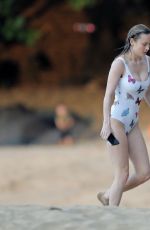 BRIE LARSON in Swimsuit at a Beach in Hawaii 04/19/2021