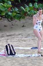 BRIE LARSON in Swimsuit at a Beach in Hawaii 04/19/2021
