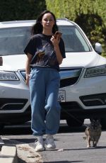CARA SANTANA Out with Her Dog in Los Angeles 04/10/2021