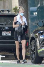 CHARLOTTE MCKINNEY Leaves a Gym in Los Angeles 04/08/2021