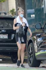 CHARLOTTE MCKINNEY Leaves a Gym in Los Angeles 04/08/2021