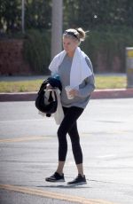 CHARLOTTE MCKINNEY Leaves a Gym in Los Angeles 04/08/2021