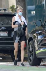 CHARLOTTE MCKINNEY Leaves a Gym in Los Angeles 04/08/2021