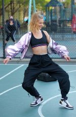 CLARE CRAWFORD on the Set of Maybelline Commercial in New York 04/24/2021