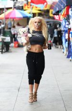 COURTNEY STODDEN Out with Her Dog in Los Angeles 04/323/2021