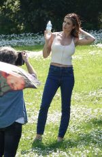 ELISABETTA CANALIS on the Set of San Benedetto Mineral Water Commercial at a Park in Rome 04/13/2021