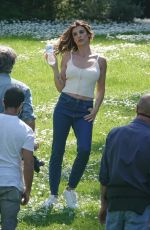 ELISABETTA CANALIS on the Set of San Benedetto Mineral Water Commercial at a Park in Rome 04/13/2021