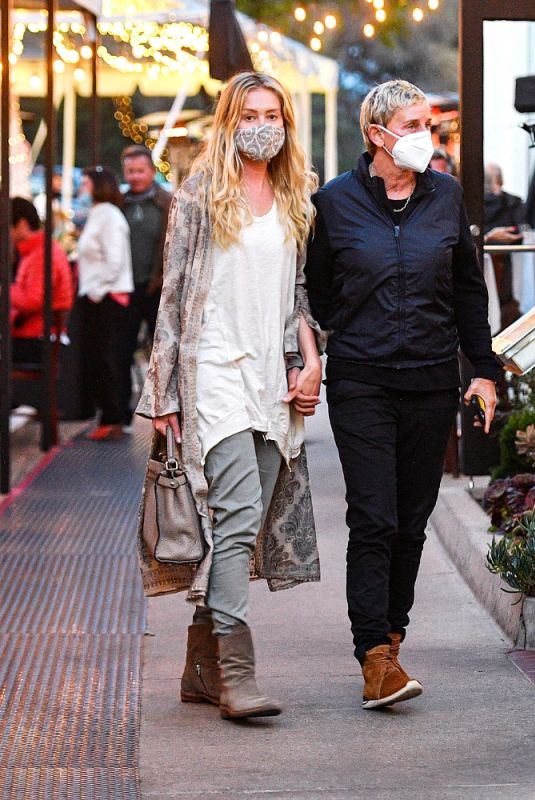 ELLEN DEGENERES and PORTIA DE ROSSI Out for Dinner in Montecito 04/11/2021
