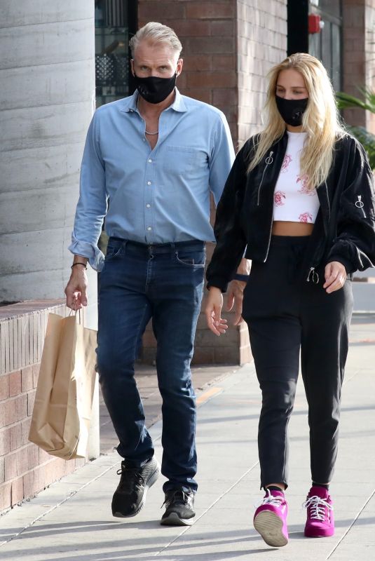 EMMA KROKDAL and Dolph Lundgren at Koontz Hardware Store in West Hollywood 04/12/2021
