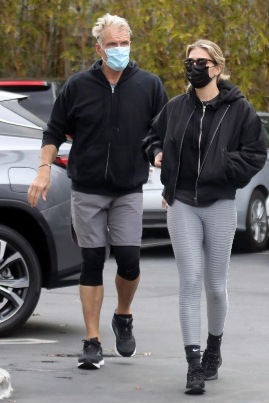 EMMA KROKDAL and Dolph Lundgren Shopping at Pavilions in Malibu 04/06/2021