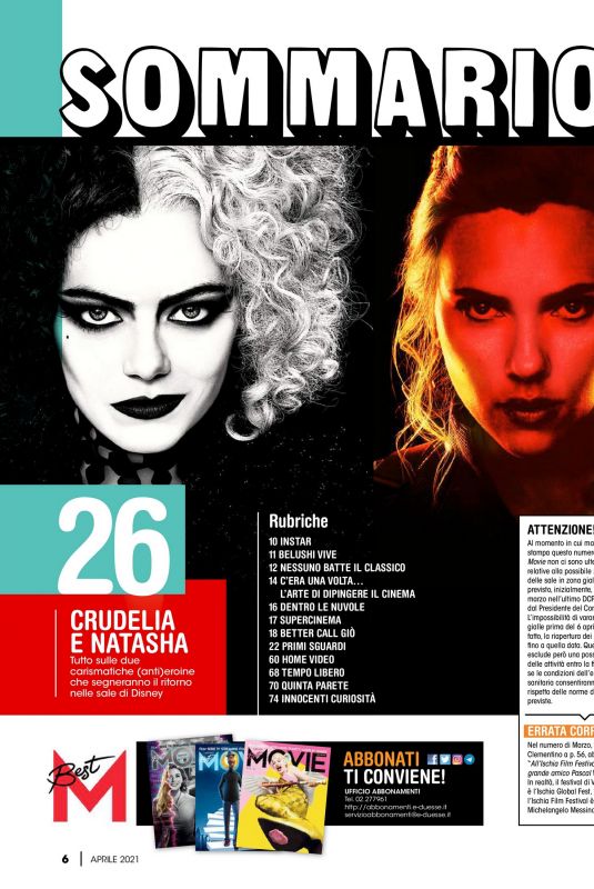 EMMA STONE and SCARLETT JOHANSSON in Best Movie Magazine, April 2021