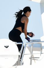 EVA LONGORIA Workout on a Yacht in Miami 04/14/2021