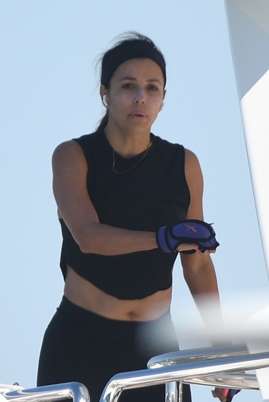 EVA LONGORIA Workout on a Yacht in Miami 04/14/2021