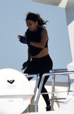 EVA LONGORIA Workout on a Yacht in Miami 04/14/2021