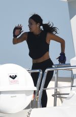 EVA LONGORIA Workout on a Yacht in Miami 04/14/2021
