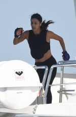 EVA LONGORIA Workout on a Yacht in Miami 04/14/2021
