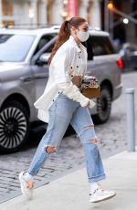 GIGI HADID in Ripped Denim Out in New York 04/10/2021