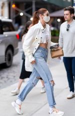 GIGI HADID in Ripped Denim Out in New York 04/10/2021