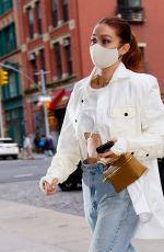 GIGI HADID in Ripped Denim Out in New York 04/10/2021