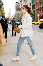 GIGI HADID in Ripped Denim Out in New York 04/10/2021