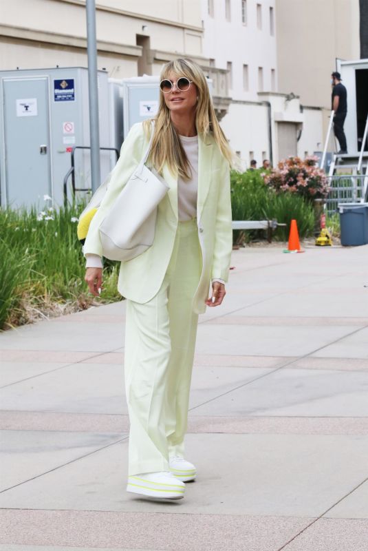 HEIDI KLUM Arrives at AGT Set in Los Angeles 04/23/2021