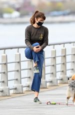 HELENA CHRISTENSEN Out with Her Dog at Hudson River Park in New York 04/18/2021
