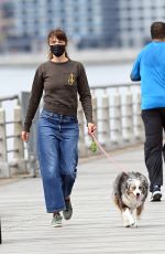 HELENA CHRISTENSEN Out with Her Dog at Hudson River Park in New York 04/18/2021