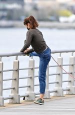 HELENA CHRISTENSEN Out with Her Dog at Hudson River Park in New York 04/18/2021