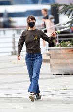HELENA CHRISTENSEN Out with Her Dog at Hudson River Park in New York 04/18/2021