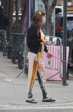 HELENA CHRISTENSEN Out with Her Dog in New York 03/31/2021