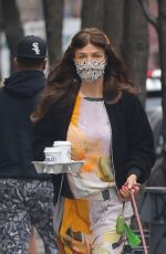 HELENA CHRISTENSEN Out with Her Dog in New York 03/31/2021