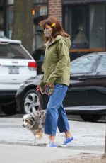 HELENA CHRISTENSEN Out with Her Dog in New York 04/09/2021